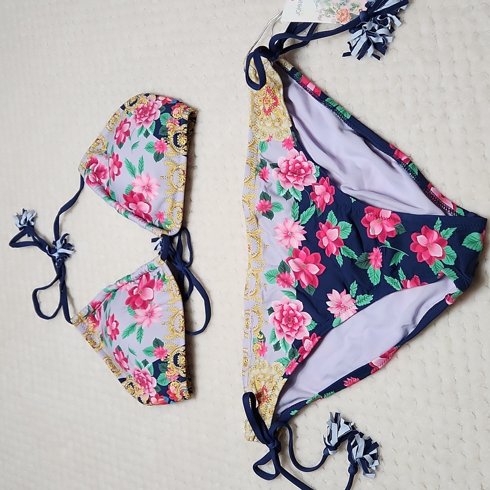 Nwt Johnny Was Raina Tassel Sting Bikini Set